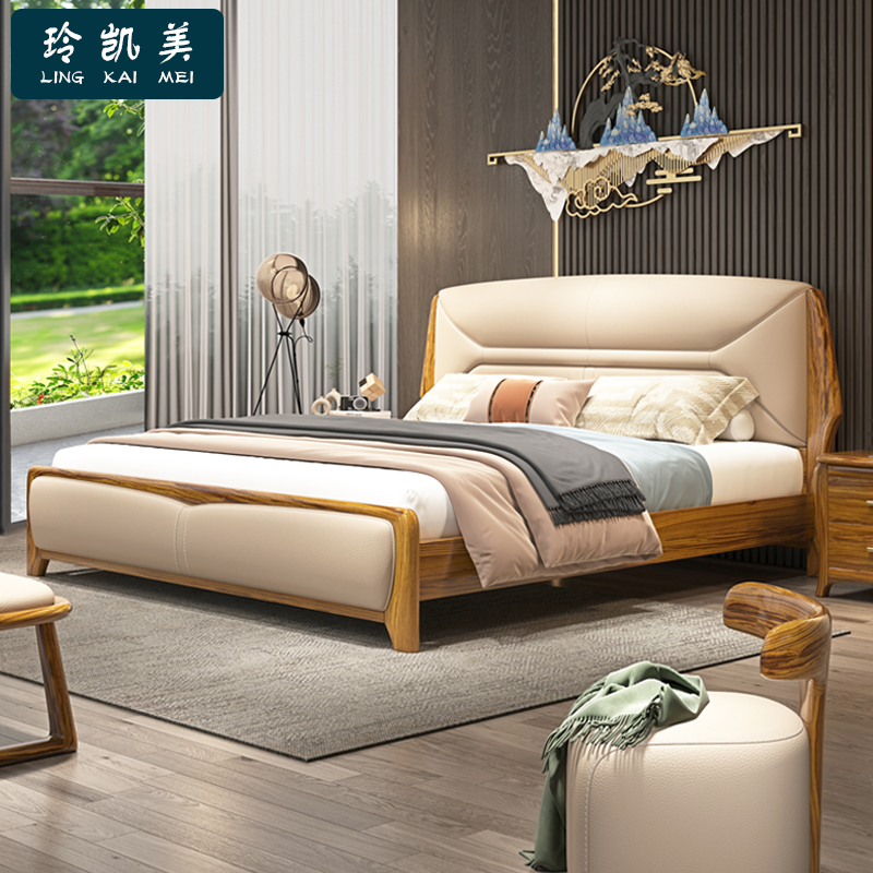 主卧1.8米软靠大婚床真皮简约