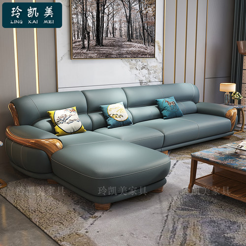 头层牛皮客厅组合乌金木沙发欧式