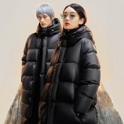 黑色高端新款针织鹅绒抗寒