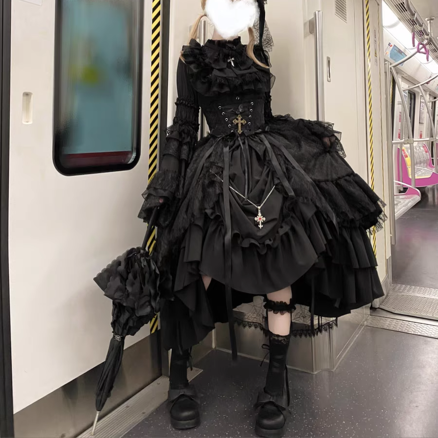 哥特Lolita姬袖衬衫暗黑系套装