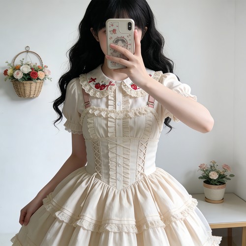 Lolita短袖内搭上衣泡泡袖打底衫