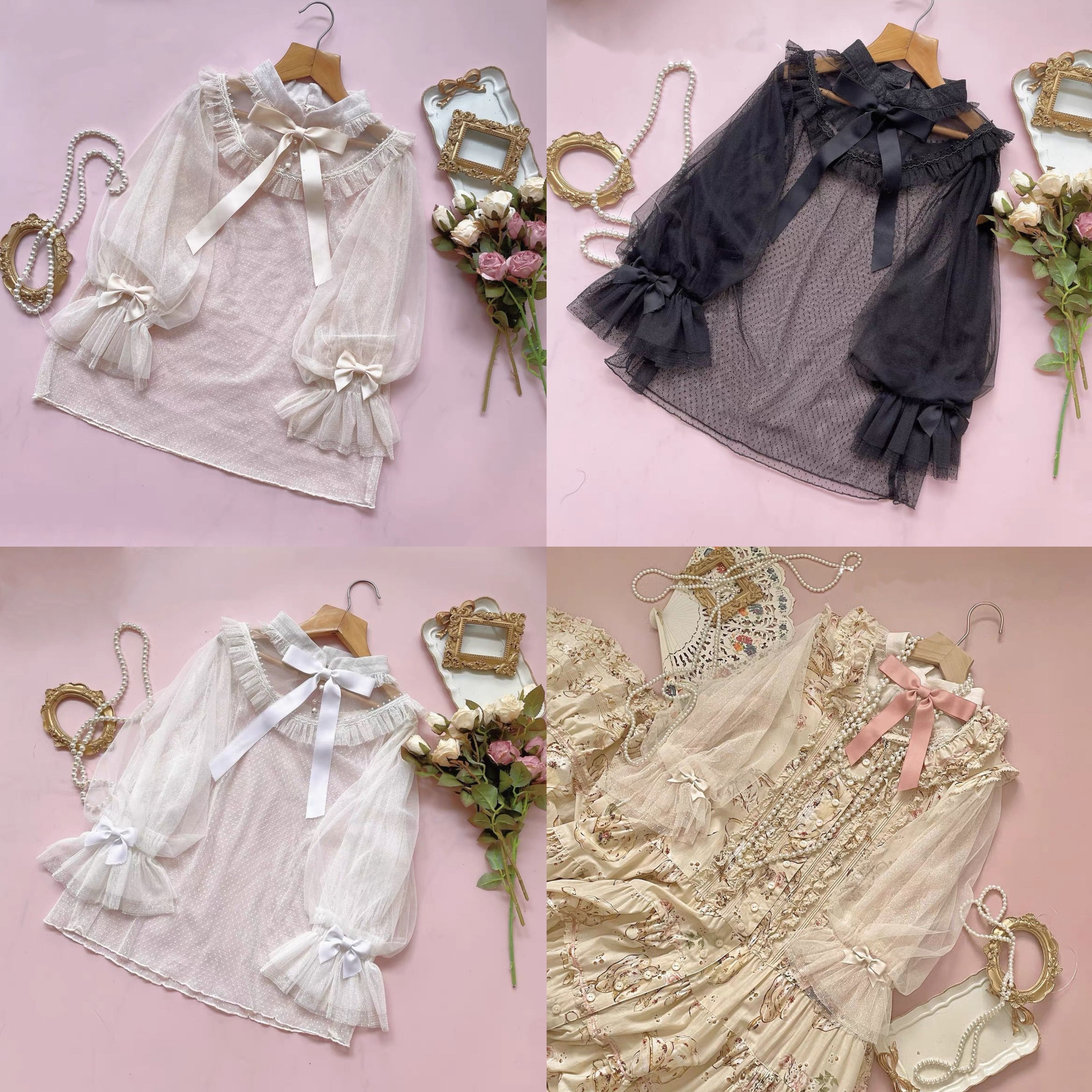 夏日薄纱点纱Lolita百搭内搭衬衫