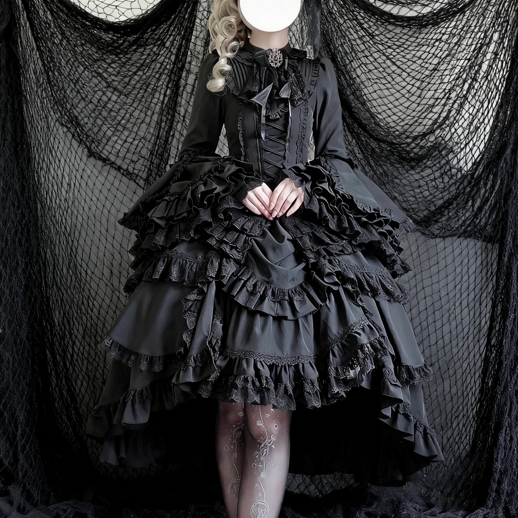 暗黑哥特风Lolita套装姬袖衬衫