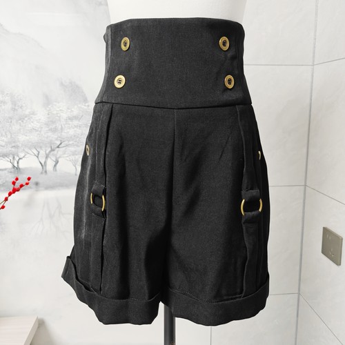 黑白色王子系高腰短裤英伦风裤子