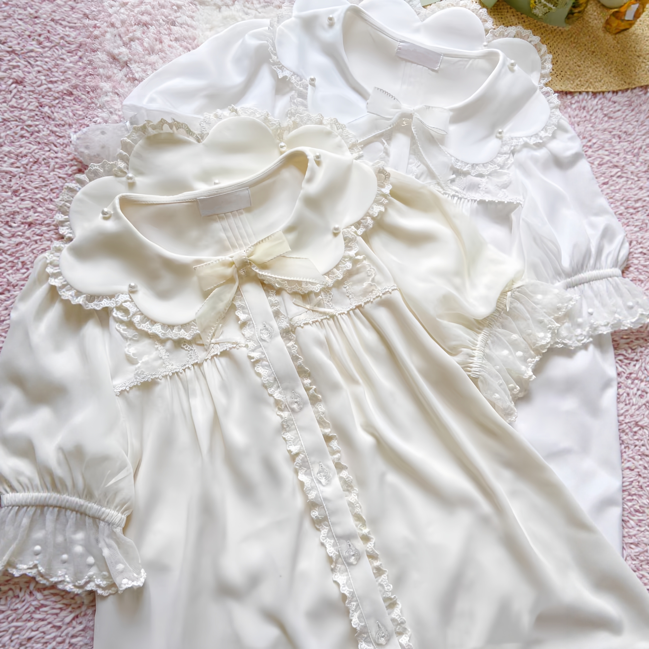 lolita娃娃领内搭衬衫绸缎质感