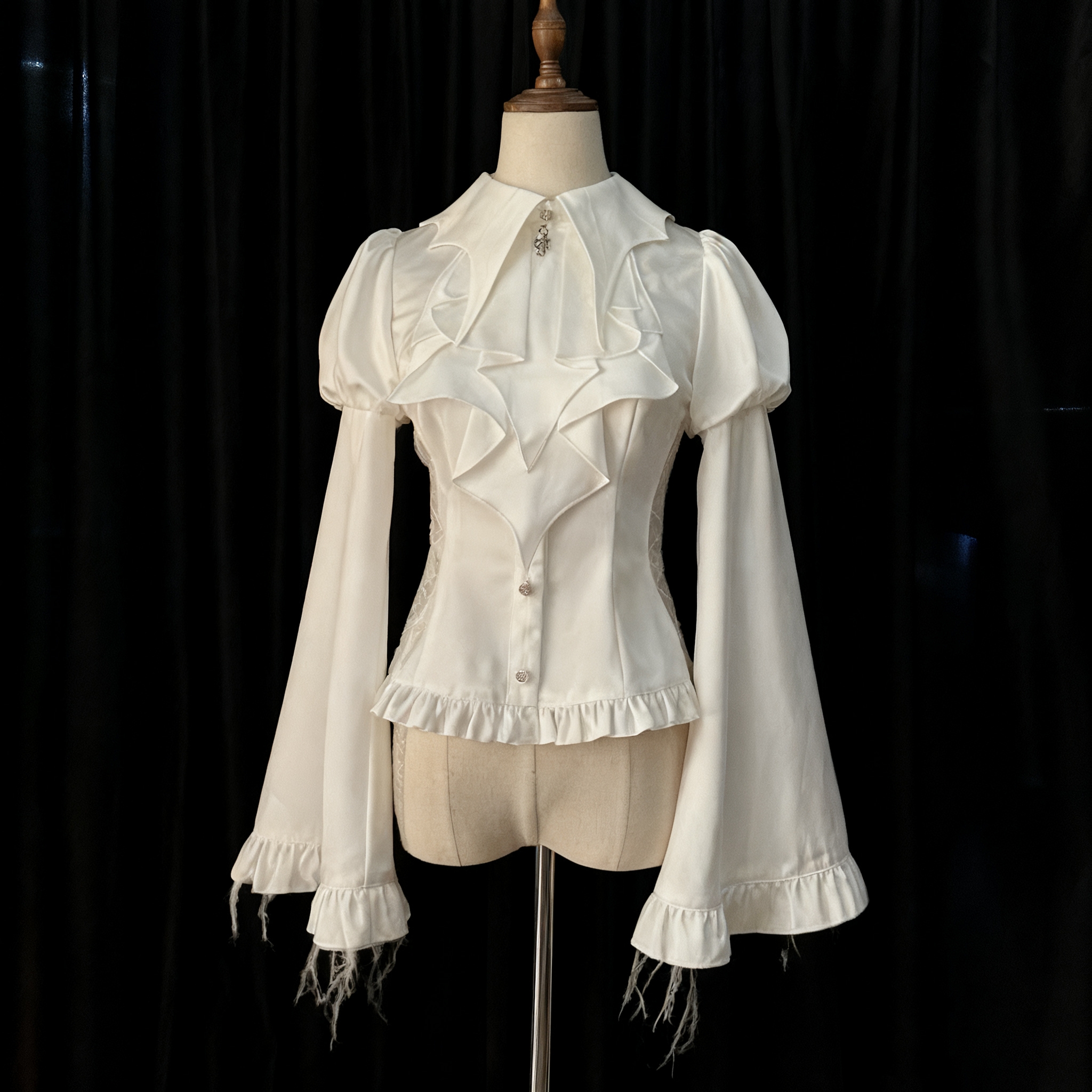 白色哥特风王子系衬衫宫廷风上衣