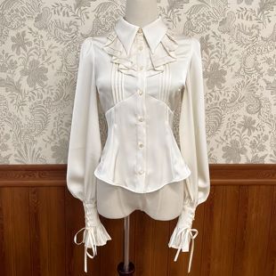 中世纪Lolita上衣复古哥特宫廷风衬衫口水巾绑带收腰洛丽塔衬衣