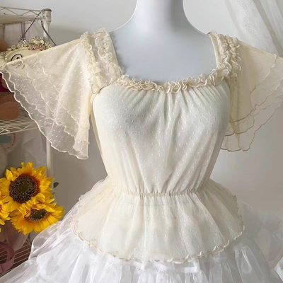 日常蕾丝软纱内搭短袖衬衫jsk