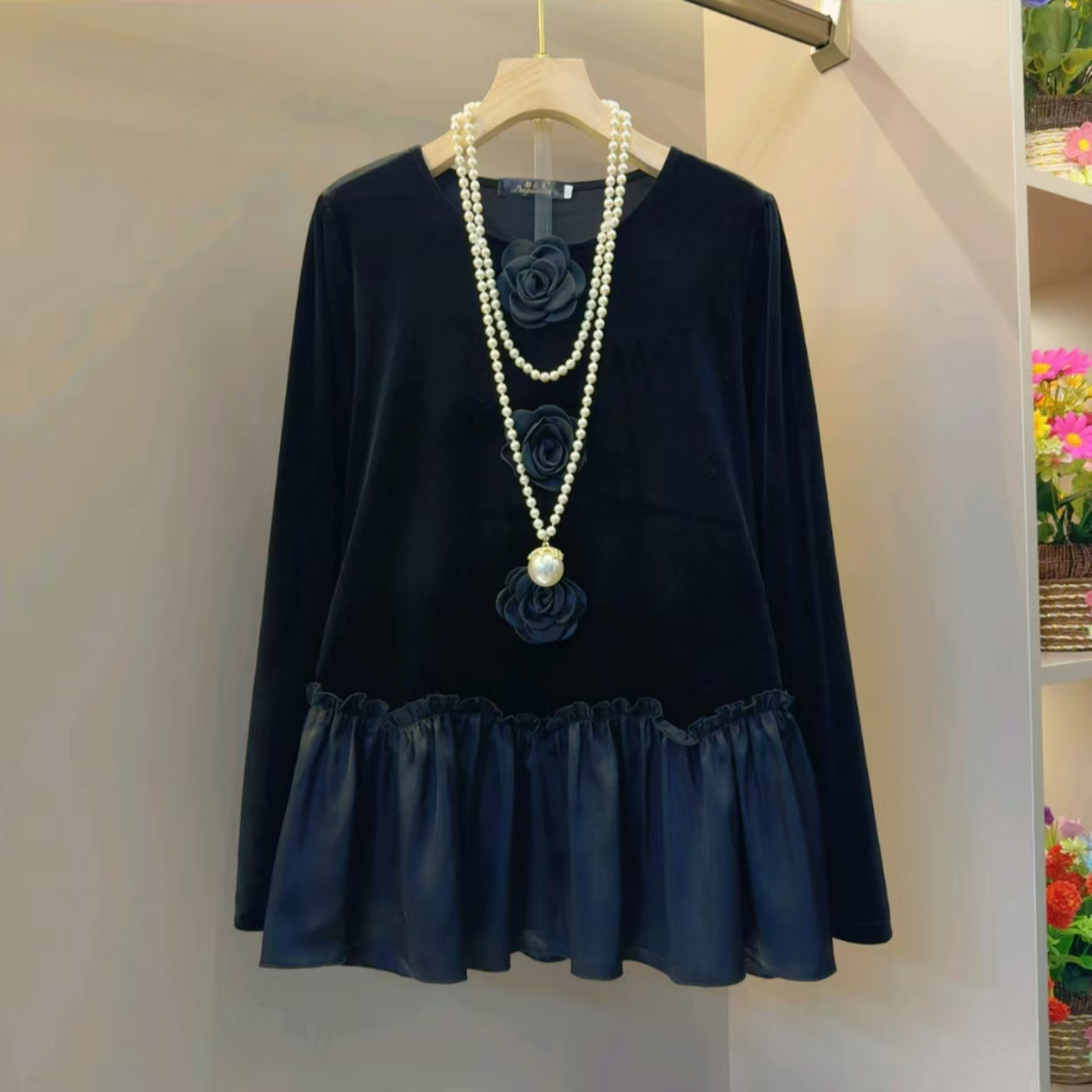 2025冬季新中式大码时尚设计感中式拼接小衫百搭宽松假两件衬衫