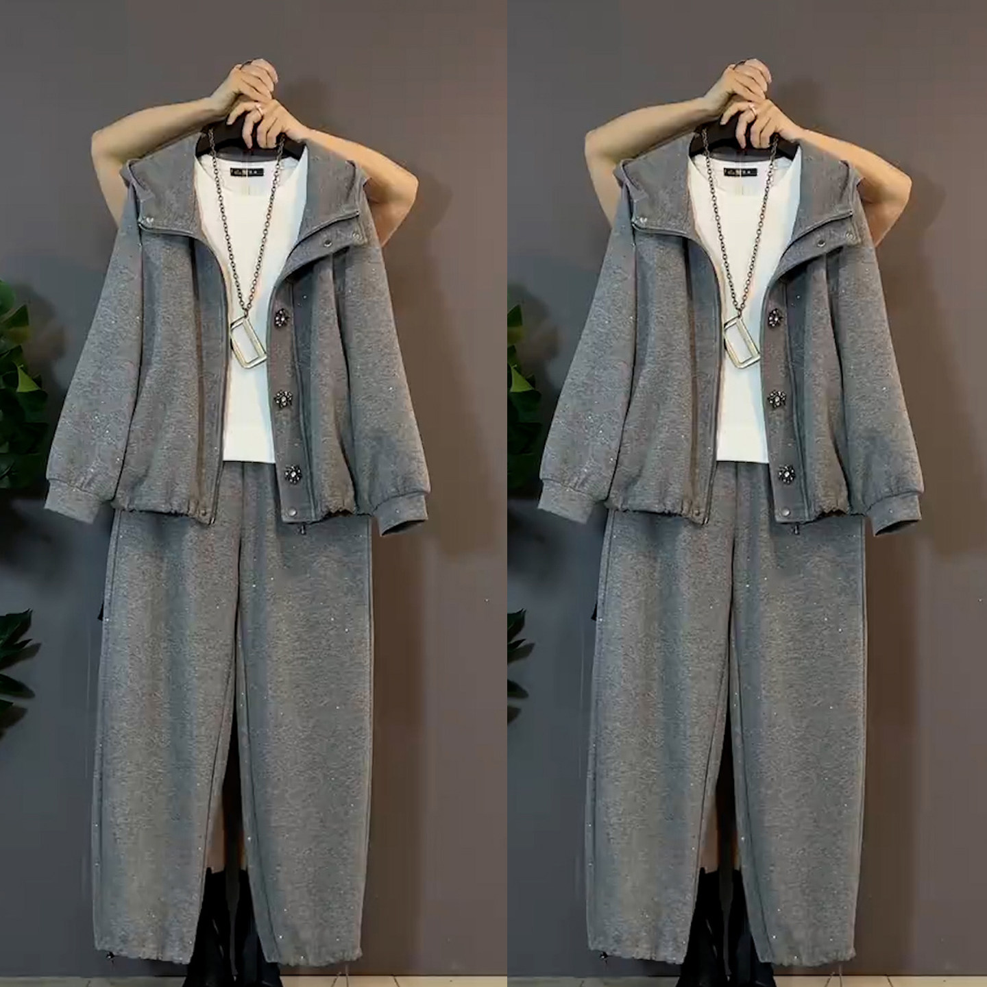 胖妹妹春季2026时尚裤子两件套OL气质遮肉遮肚子套装显瘦一整套潮,女装/女士精品,大码套装,淘宝优惠券,粉丝福利购,淘宝优惠卷