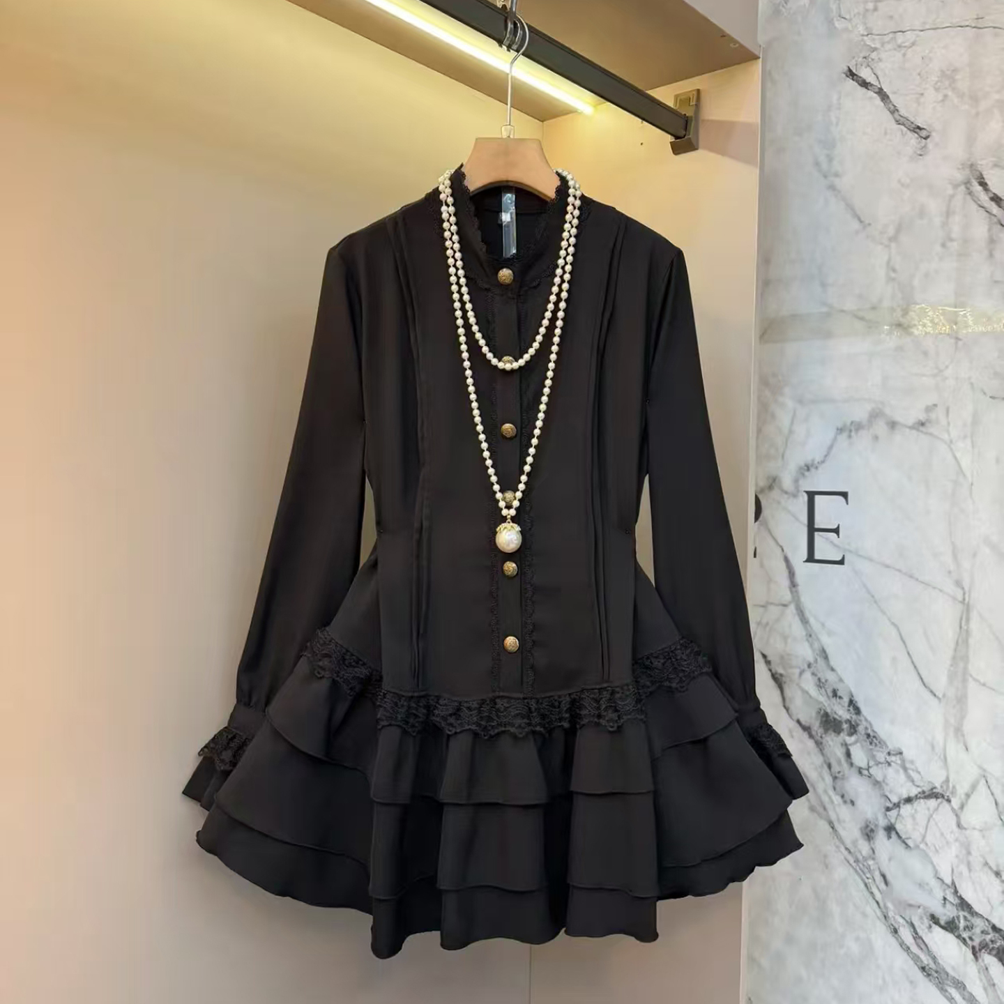 胖妹妹新中式2025冬季中长款衬衫裙百搭减龄上衣高级感显瘦打底衫