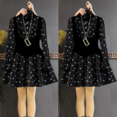 拼接假两件大码 女装 衬衫 胖妹妹2026春季 遮肉中长款 套头宽松上衣潮