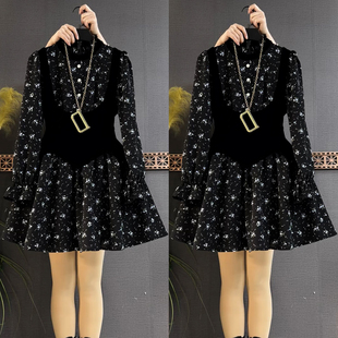 胖妹妹2026春季拼接假两件大码女装衬衫遮肉中长款套头宽松上衣潮