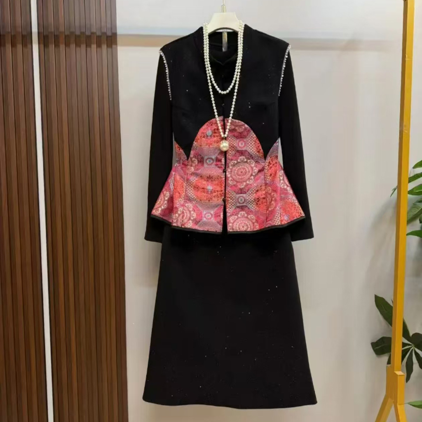 胖妹妹冬季新中式半身裙三件套遮肉拼接显瘦套装复古宽松一整套潮,女装/女士精品,大码套装,淘宝优惠券,粉丝福利购,淘宝优惠卷