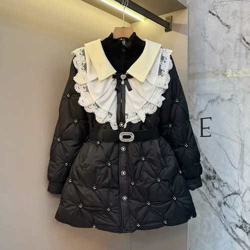 冬季大码女装甜美中长款显瘦羽绒棉外套显瘦保暖娃娃领气质棉袄潮