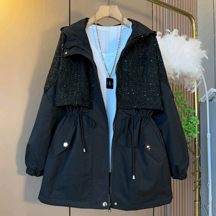 高级感显瘦保暖 外套百搭减龄气质开衫 胖妹妹秋冬季 夹棉加厚中长款