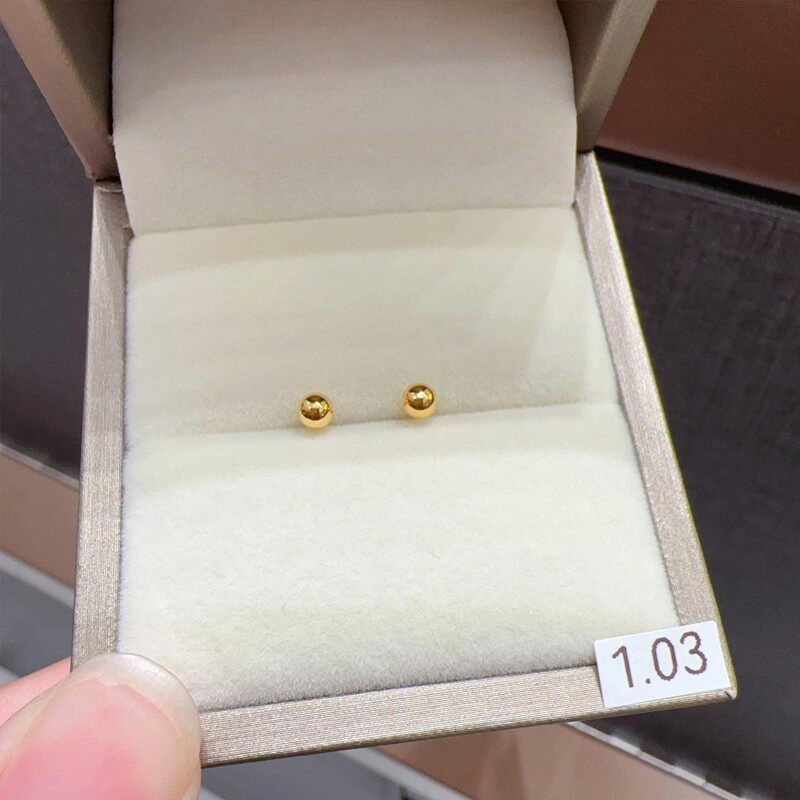 古法传承18K小金豆耳钉女迷你
