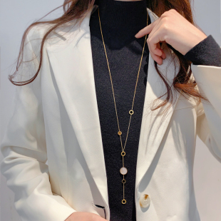 毛衣链长款18k玫瑰金配饰品高级感钛钢不掉色项链女2023新款爆款