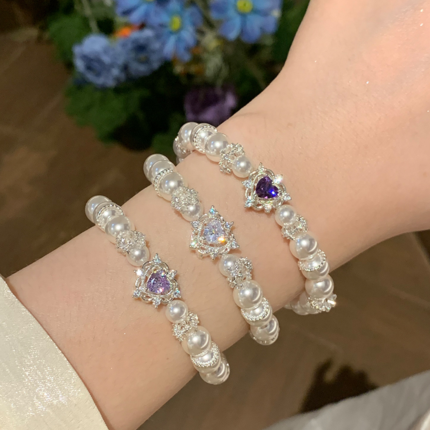 白雪公主重工施家仿白珍珠手链女