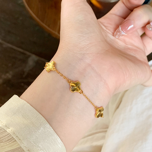 金色贵气！碎冰冰四叶草手链女款闺蜜手链轻奢小众精致碎冰冰手串
