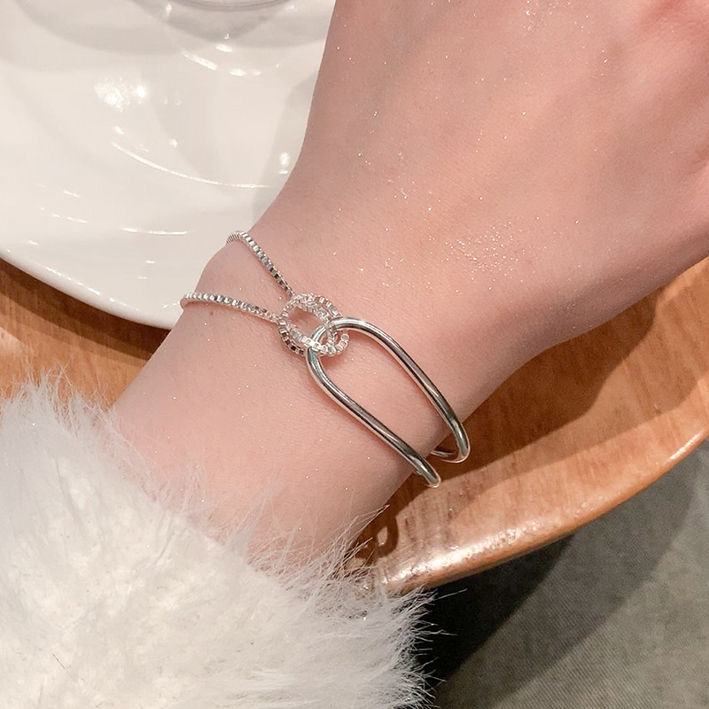 铜镀银绳结手链女半链半镯小众款