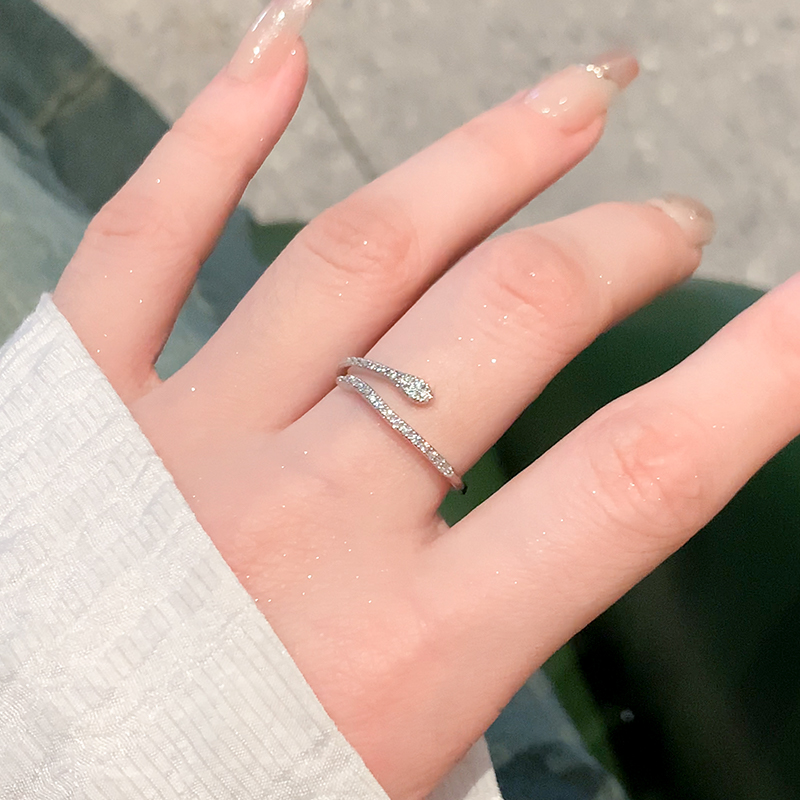 小蛇满钻开口戒指女精致小众