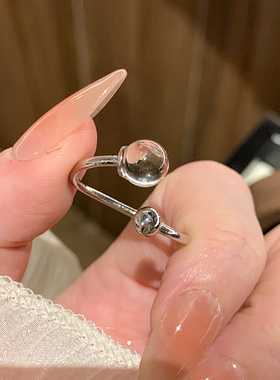 天然白水晶交叉戒指女款
