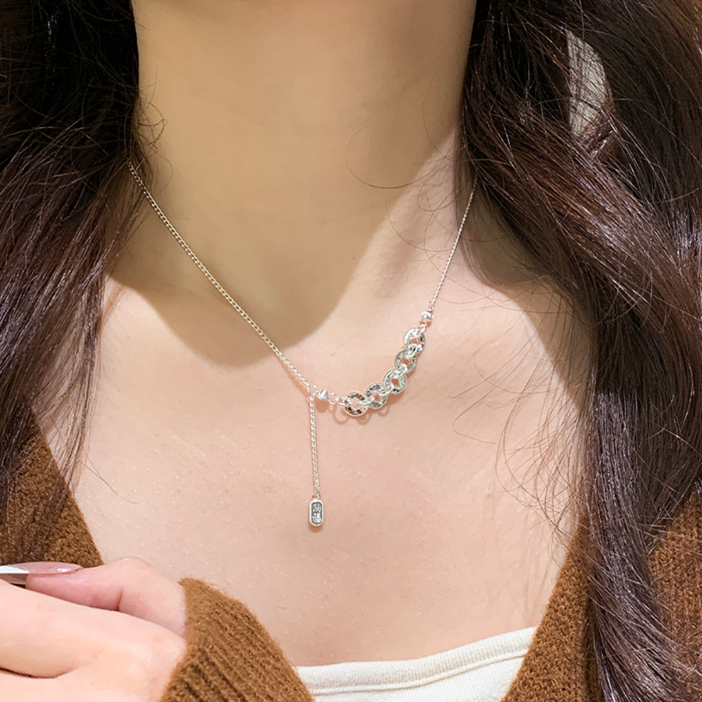 五帝钱项链女款2026新款毛衣项链高级感轻奢小众锁骨链本命年礼物