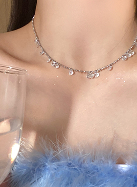 小圆钻片流苏项链女精致高级感