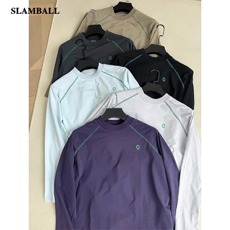 彩色哈苏线长袖t恤男女2025秋冬运动骑行服户外休闲插肩袖上衣服