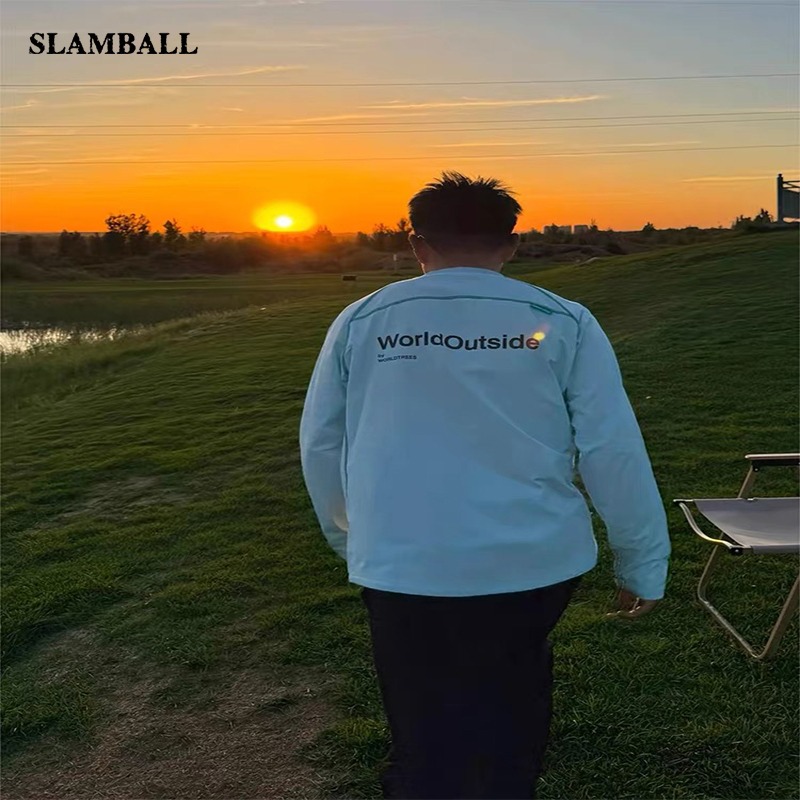 彩色哈苏线长袖t恤男女2025秋冬运动骑行服户外休闲插肩袖上衣服