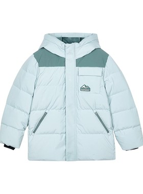 Skechers斯凯奇梭织羽绒服冬季男童连帽外套儿童防风保暖P424B015