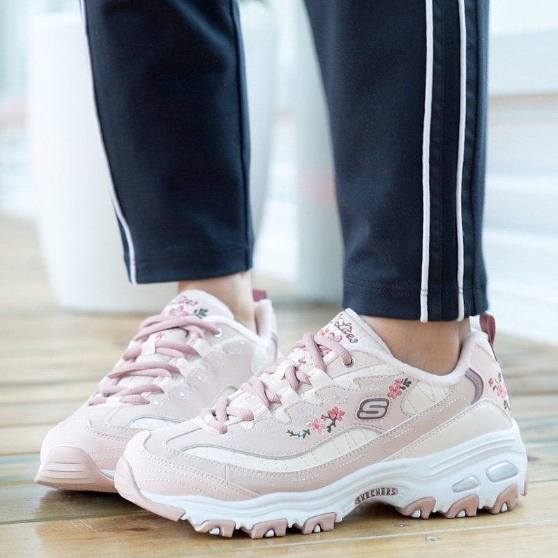 skechers斯凯奇女鞋加绒保暖熊猫鞋增高休闲运动鞋老爹鞋66666325