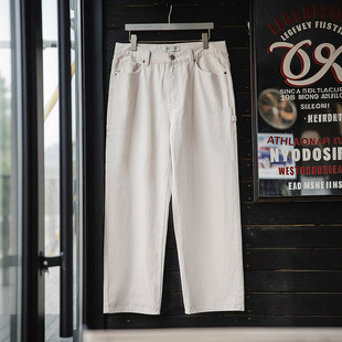 MRA男装白色B01伐木工装水洗牛仔裤纯棉直筒多口袋休闲长裤男春秋