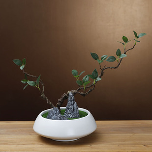 创意仿真绿植套装摆件新中式家居室内茶台插花装饰假花仿真花摆设