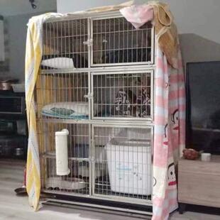 围栏大号别墅笼子猫笼猫室内组合双层猫笼子家用猫咪三层猫不锈钢
