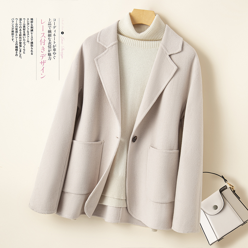 西装双面呢外套短款韩版宽松