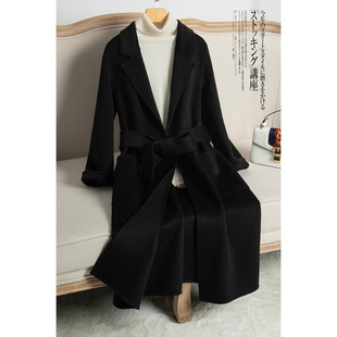 高档秋冬双面羊绒大衣女高端加厚双面呢中长款羊毛呢子外套大码