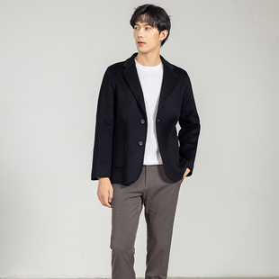 纯羊毛呢西装外套男士双面绒大衣短款秋冬季高端休闲西服呢子上衣