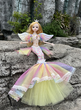 靓彩美人鱼公主娃娃女孩玩具儿童网红手工玩偶舞蹈班礼品生日礼物