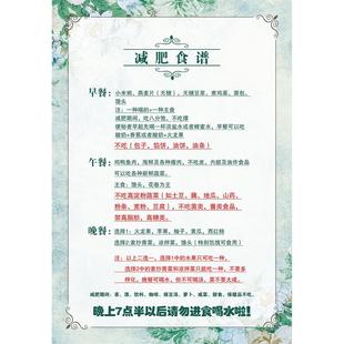 减肥食谱海报自粘减肥挂图调理美容院养生装饰挂画房间墙上海报