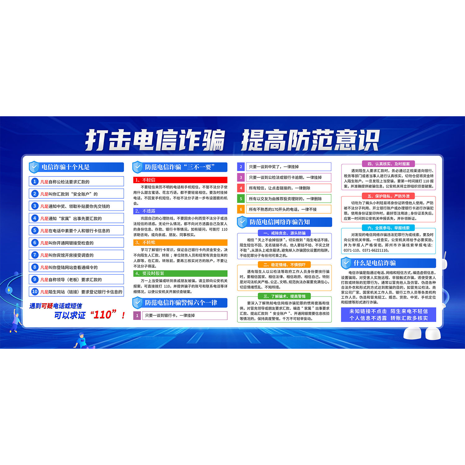 防诈骗宣传栏挂图海报标语展板电信诈骗防范常识宣传贴纸墙壁自粘