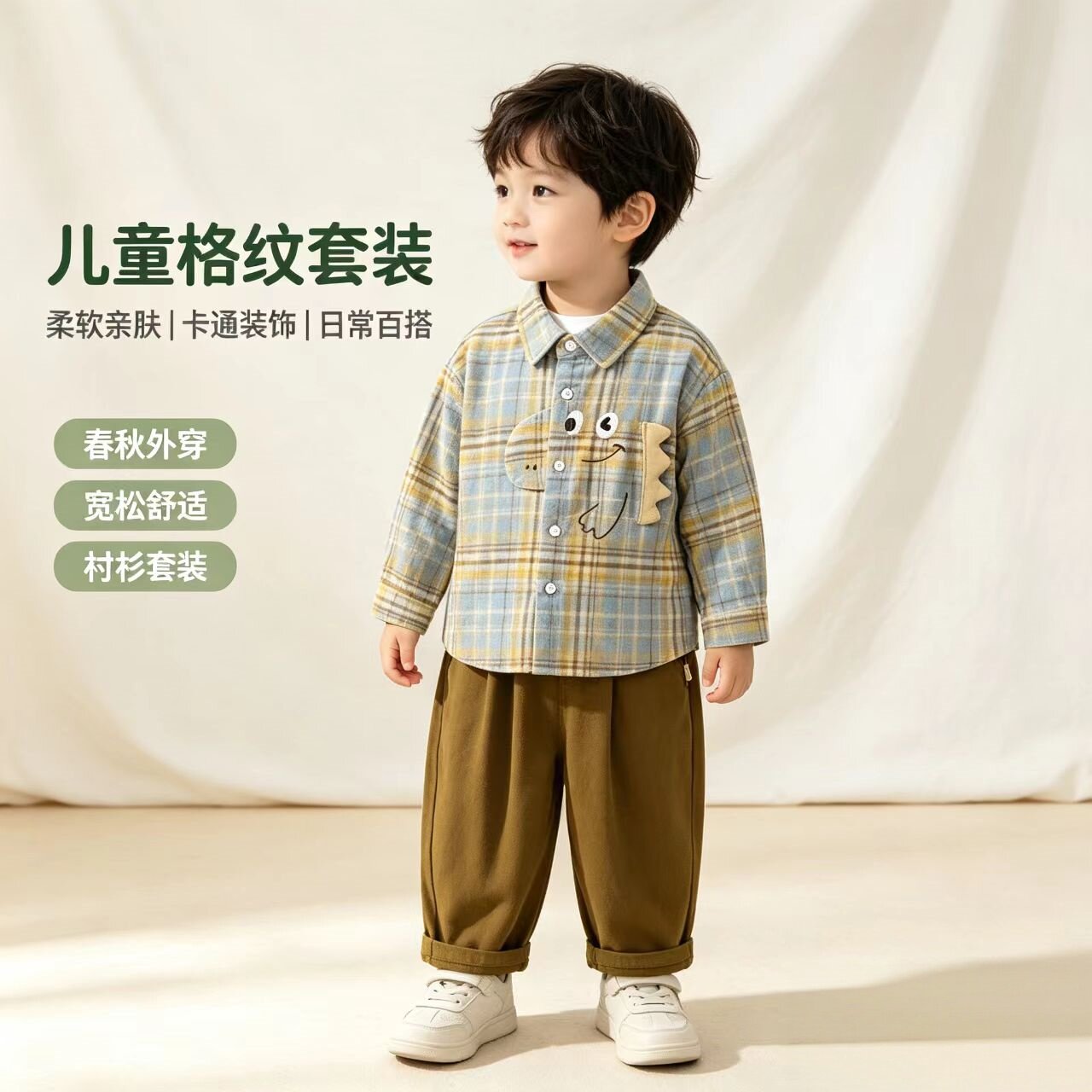 男童衣服女童衬衫套装春秋