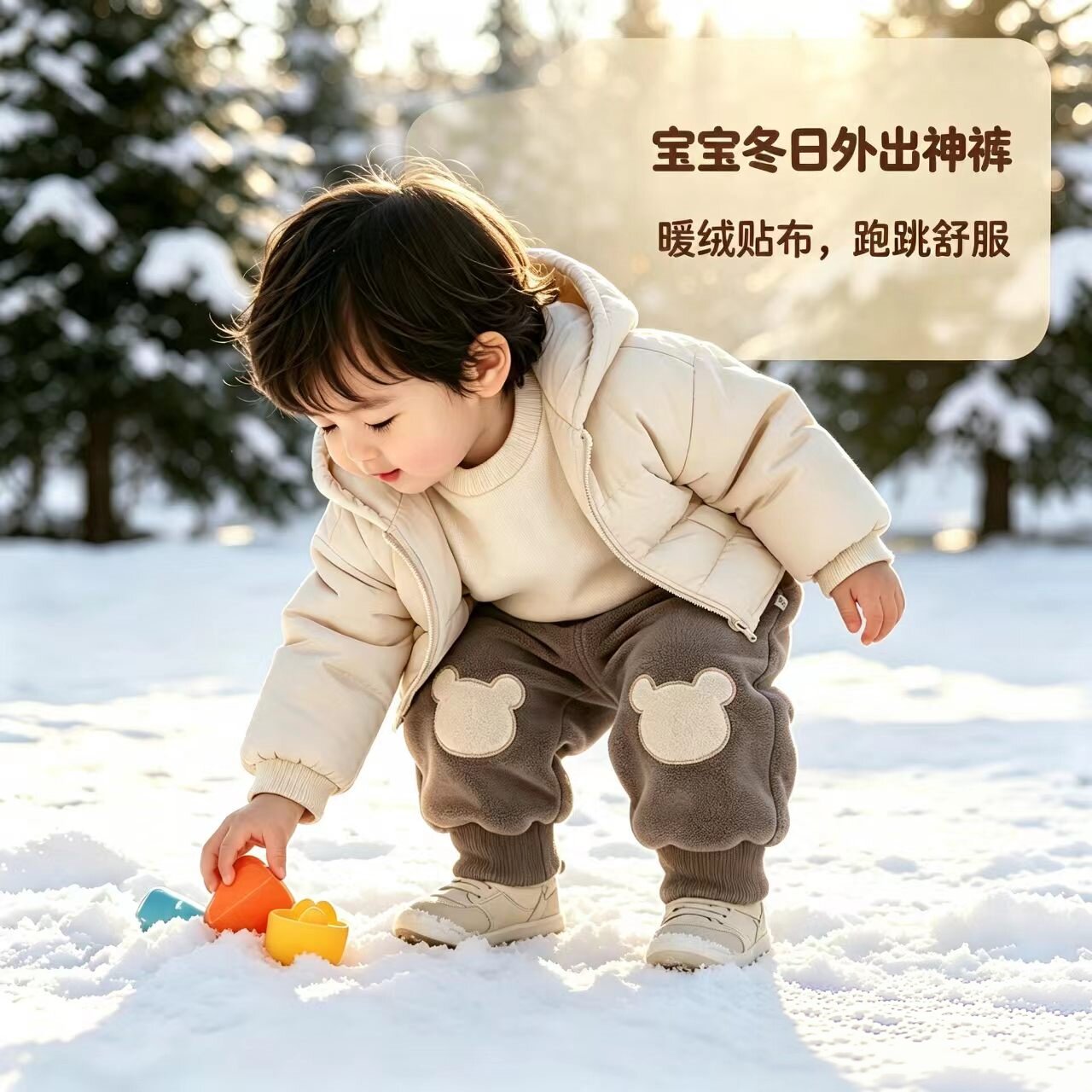 儿童加绒裤子新款秋冬季宝宝保暖