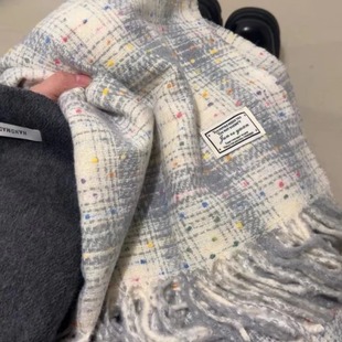 百搭保暖学生围脖高级感 韩系氛围感时尚 格纹围巾女秋冬季 2025新款