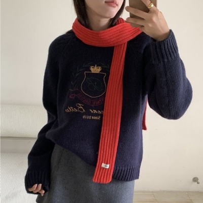 韩国egg长条细窄小围巾女秋冬