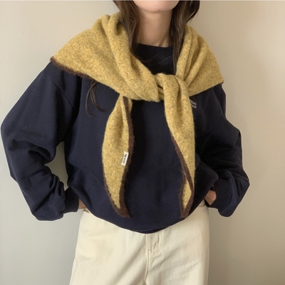 羊毛针织三角巾围巾女冬季