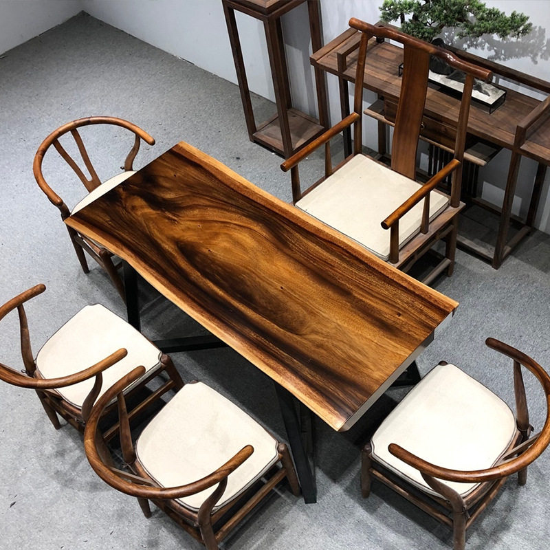 尺寸：150*65*6.5南美胡桃木大板茶桌茶台实木原木餐桌面1米5特价图片
