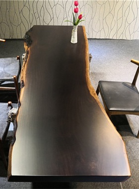 尺寸：231.5*76*8黑檀实木大板无裂补整板品质保证茶桌书桌办公桌