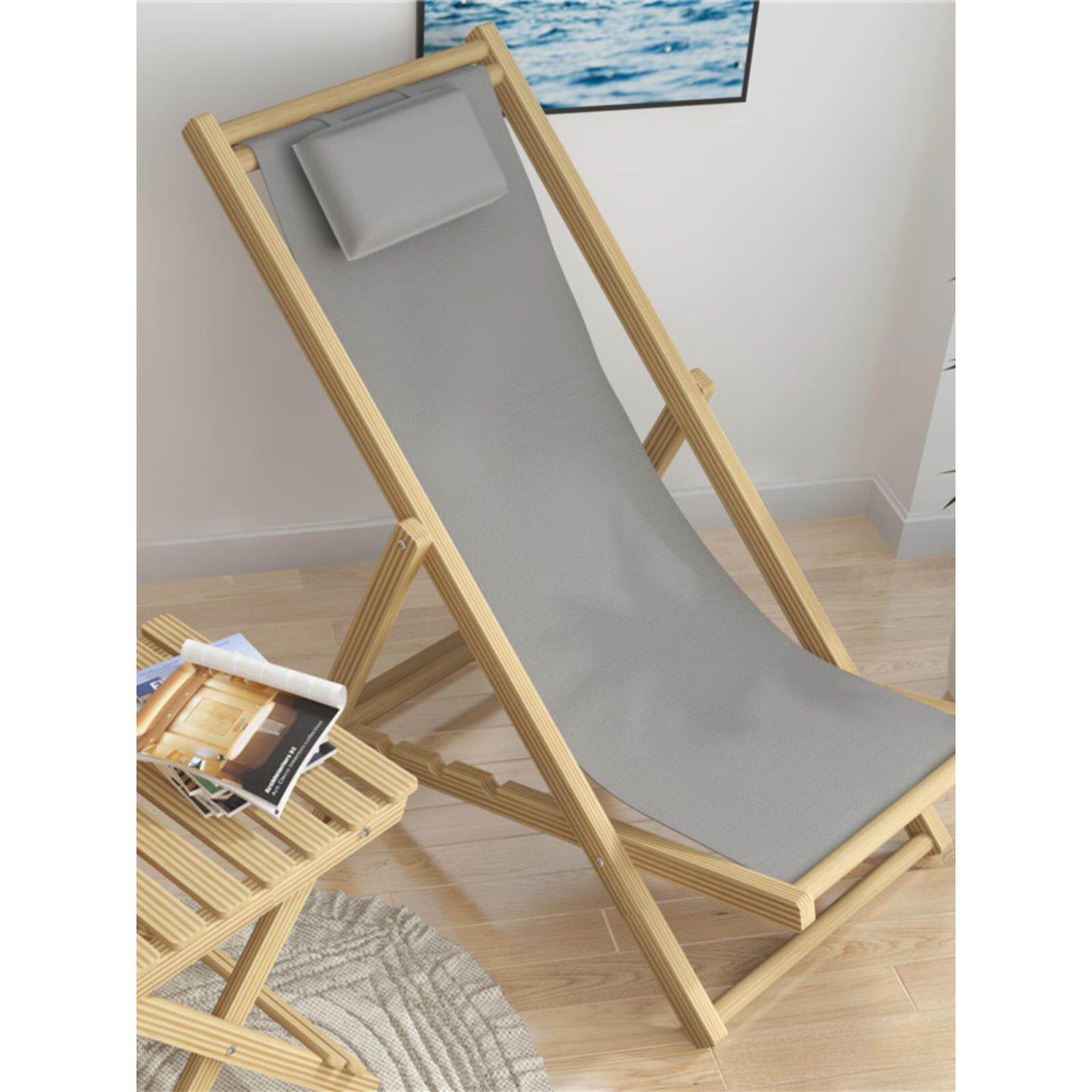 阳实木沙滩折叠帆布躺户外便携扶008手折叠椅椅午休休闲台椅子椅